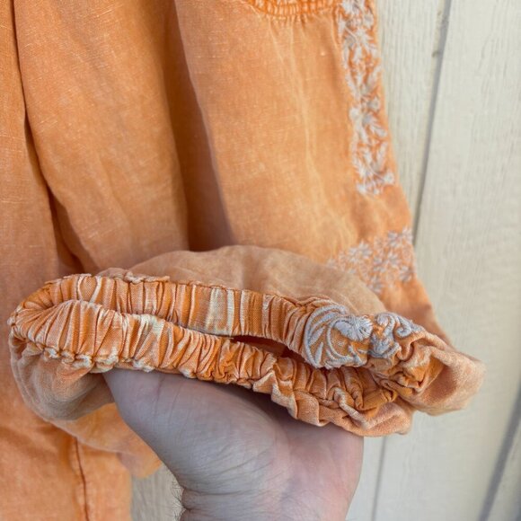 Anthropologie Parachute Pants Women's XS Orange Boho Hippie Embroidered Linen - Picture 5 of 12
